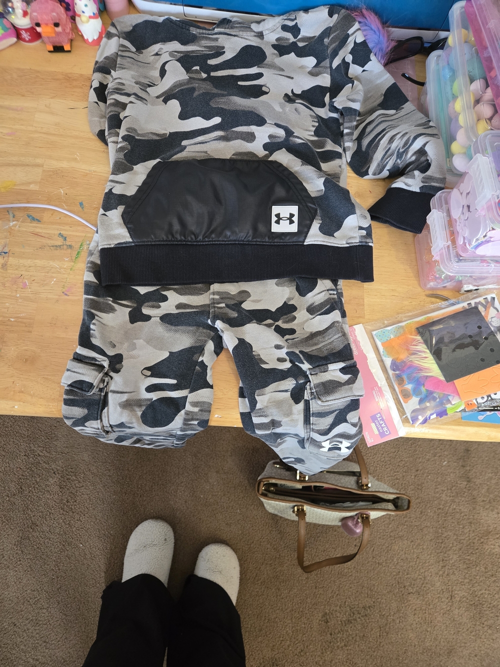 Under Armour Kids' Gray Black Camo Sweatshirt and Joggers Set